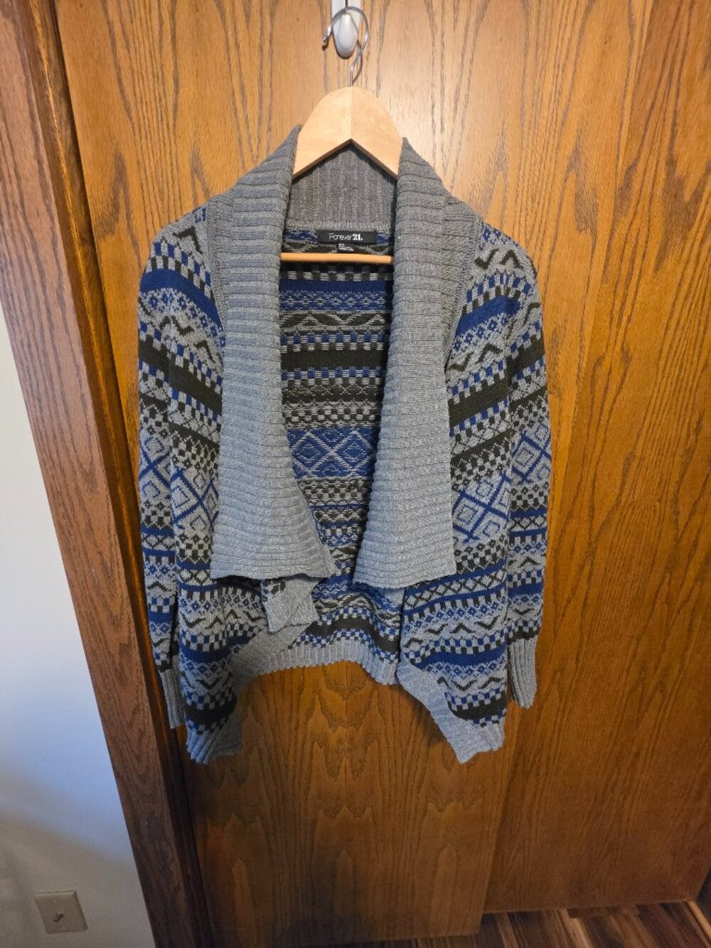 Forever 21 Fair Isle Open Front Waterfall Cardigan